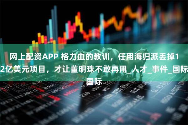 网上配资APP 格力血的教训，任用海归派丢掉12亿美元项目，才让董明珠不敢再用_人才_事件_国际