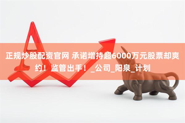 正规炒股配资官网 承诺增持超6000万元股票却爽约！监管出手！_公司_阳泉_计划